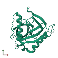 PDB entry 2bqy coloured by chain, front view.