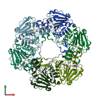 PDB entry 2br4 coloured by chain, front view.