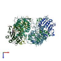 PDB entry 2br5 coloured by chain, top view.