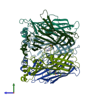 PDB entry 2br7 coloured by chain, side view.