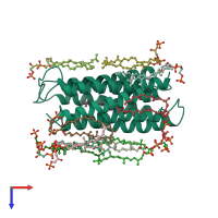 PDB entry 2brd coloured by chain, top view.