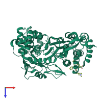PDB entry 2brl coloured by chain, top view.