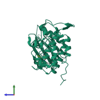 PDB entry 2brm coloured by chain, side view.