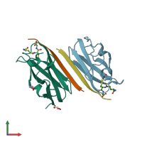 PDB entry 2brq coloured by chain, front view.