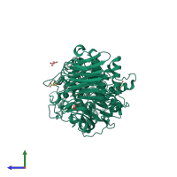 PDB 2brv coloured by chain and viewed from the side.
