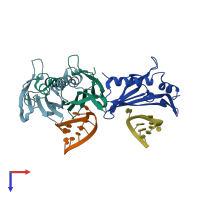 PDB entry 2bs0 coloured by chain, top view.