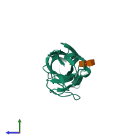 PDB entry 2bs7 coloured by chain, side view.