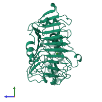 PDB entry 2bsp coloured by chain, side view.