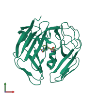 PDB entry 2bt1 coloured by chain, front view.