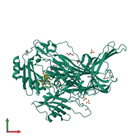 PDB entry 2bt3 coloured by chain, front view.
