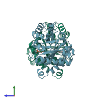 PDB entry 2btm coloured by chain, side view.
