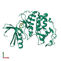 Monomeric assembly 1 of PDB entry 2bts coloured by chemically distinct molecules, front view.