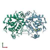PDB entry 2bu3 coloured by chain, front view.