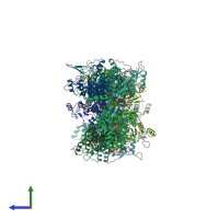 PDB entry 2buf coloured by chain, side view.