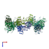 PDB entry 2buf coloured by chain, top view.
