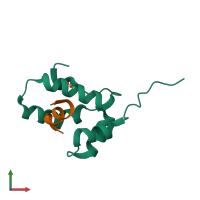 PDB entry 2buo coloured by chain, front view.