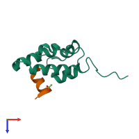 PDB entry 2buo coloured by chain, top view.