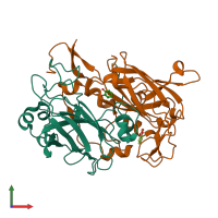 PDB entry 2buy coloured by chain, front view.