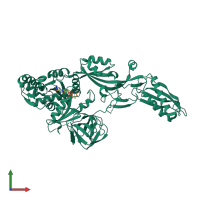 PDB entry 2bv3 coloured by chain, front view.