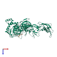 PDB entry 2bv3 coloured by chain, top view.