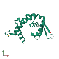 PDB entry 2bv6 coloured by chain, front view.