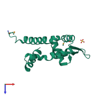 PDB entry 2bv6 coloured by chain, top view.