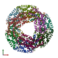 PDB entry 2bv8 coloured by chain, front view.