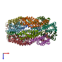 PDB entry 2bv8 coloured by chain, top view.