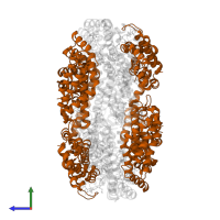 C-phycocyanin beta subunit in PDB entry 2bv8, assembly 1, side view.