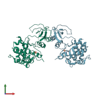 PDB entry 2bva coloured by chain, front view.
