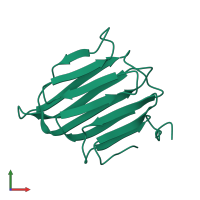 PDB entry 2bvb coloured by chain, front view.