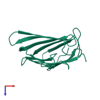 PDB entry 2bvb coloured by chain, top view.