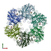 PDB entry 2bvc coloured by chain, front view.