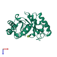 PDB entry 2bvd coloured by chain, top view.
