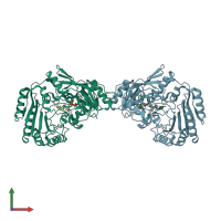PDB entry 2bvf coloured by chain, front view.