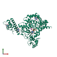 PDB entry 2bvl coloured by chain, front view.