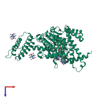 PDB entry 2bvl coloured by chain, top view.