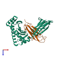 PDB entry 2bvq coloured by chain, top view.