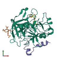 PDB entry 2bvs coloured by chain, front view.