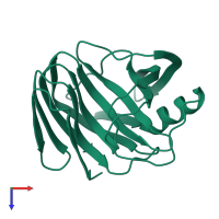 PDB entry 2bvv coloured by chain, top view.