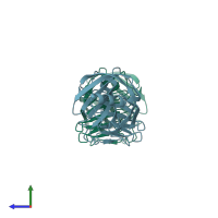 PDB entry 2bw8 coloured by chain, side view.