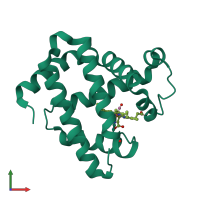 PDB entry 2bw9 coloured by chain, front view.