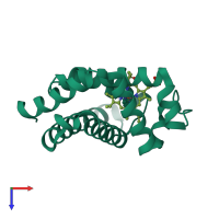 PDB entry 2bw9 coloured by chain, top view.