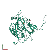 PDB entry 2bwi coloured by chain, front view.
