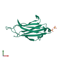 PDB entry 2bwq coloured by chain, front view.