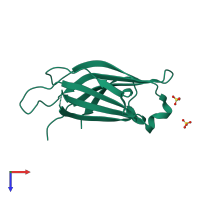 PDB entry 2bwq coloured by chain, top view.
