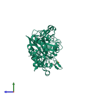 PDB entry 2bws coloured by chain, side view.
