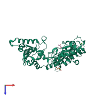 PDB entry 2bww coloured by chain, top view.