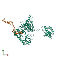 PDB entry 2bx2 coloured by chain, front view.