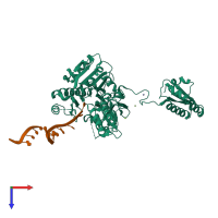 PDB entry 2bx2 coloured by chain, top view.